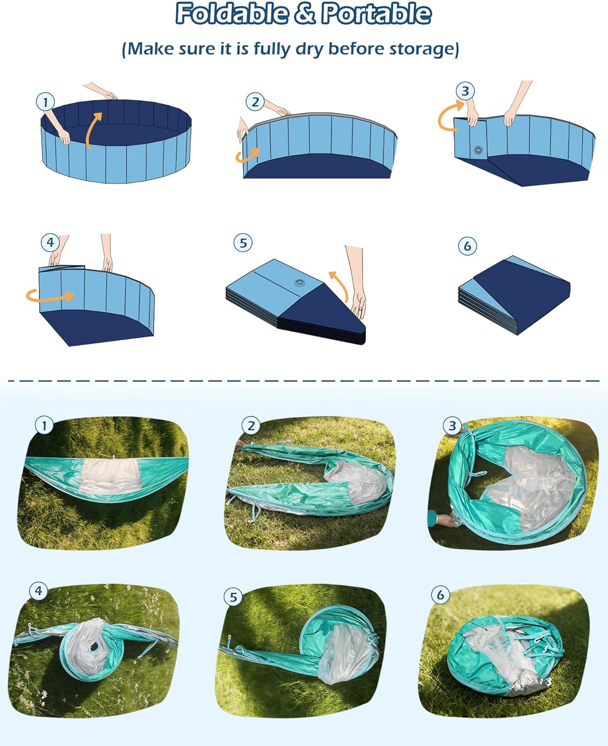 Kiddie Baby Pool with Canopy - Foldable Infant Toddler Kids Pool with Shade Baby Beach Essentials Tent Swimming Wading Pools for Toddlers 3+ Kids Dogs Ball Pit Backyard Water Play G,