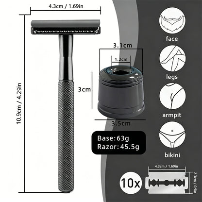 Retro Manual Razor — All-Metal, Fully Enclosed, Vintage Style