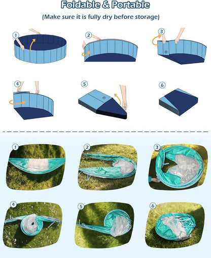 Kiddie Baby Pool with Canopy - Foldable Infant Toddler Kids Pool with Shade Baby Beach Essentials Tent Swimming Wading Pools for Toddlers 3+ Kids Dogs Ball Pit Backyard Water Play G,