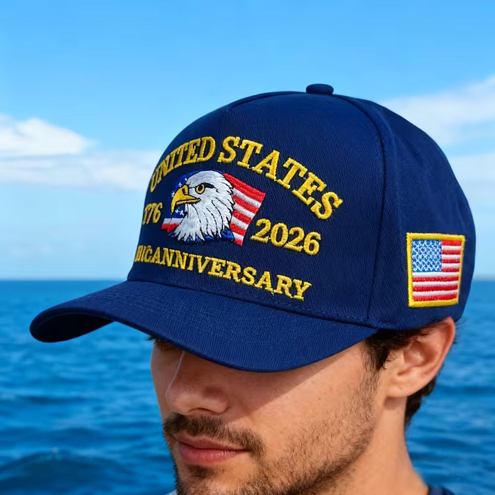 USA 250th Anniversary Hat, Adjustable 250th Anniversary Printed Patriotic Baseball Caps, Tribute Retro Washed Hat