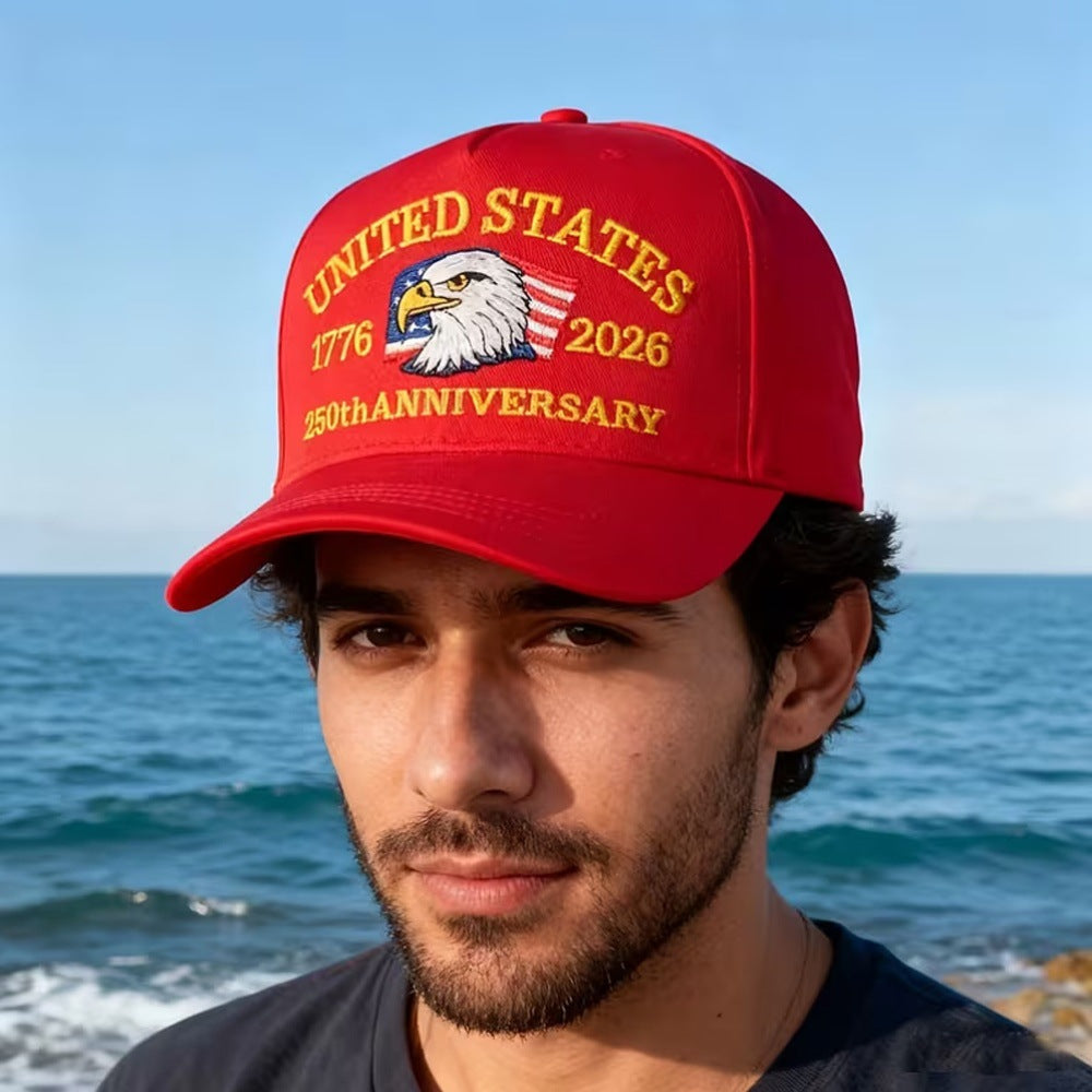USA 250th Anniversary Hat, Adjustable 250th Anniversary Printed Patriotic Baseball Caps, Tribute Retro Washed Hat