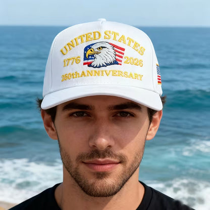 USA 250th Anniversary Hat, Adjustable 250th Anniversary Printed Patriotic Baseball Caps, Tribute Retro Washed Hat