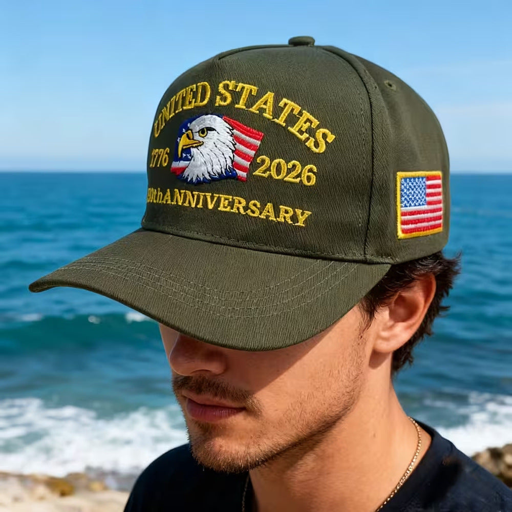 USA 250th Anniversary Hat, Adjustable 250th Anniversary Printed Patriotic Baseball Caps, Tribute Retro Washed Hat