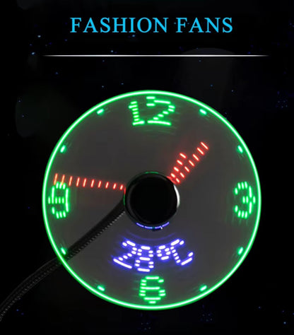 ⏱️ USB LED Clock Fan ⏱️ | Real-Time Time & Temperature Display, Quiet Mini USB Fan for Office Desk, Home, Travel & Promotional Gifts