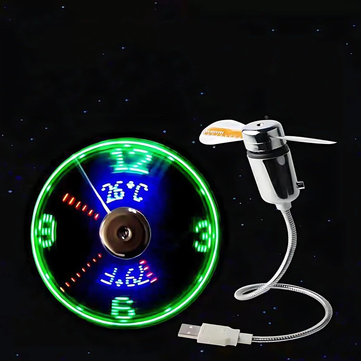⏱️ USB LED Clock Fan ⏱️ | Real-Time Time & Temperature Display, Quiet Mini USB Fan for Office Desk, Home, Travel & Promotional Gifts