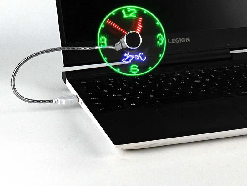 ⏱️ USB LED Clock Fan ⏱️ | Real-Time Time & Temperature Display, Quiet Mini USB Fan for Office Desk, Home, Travel & Promotional Gifts