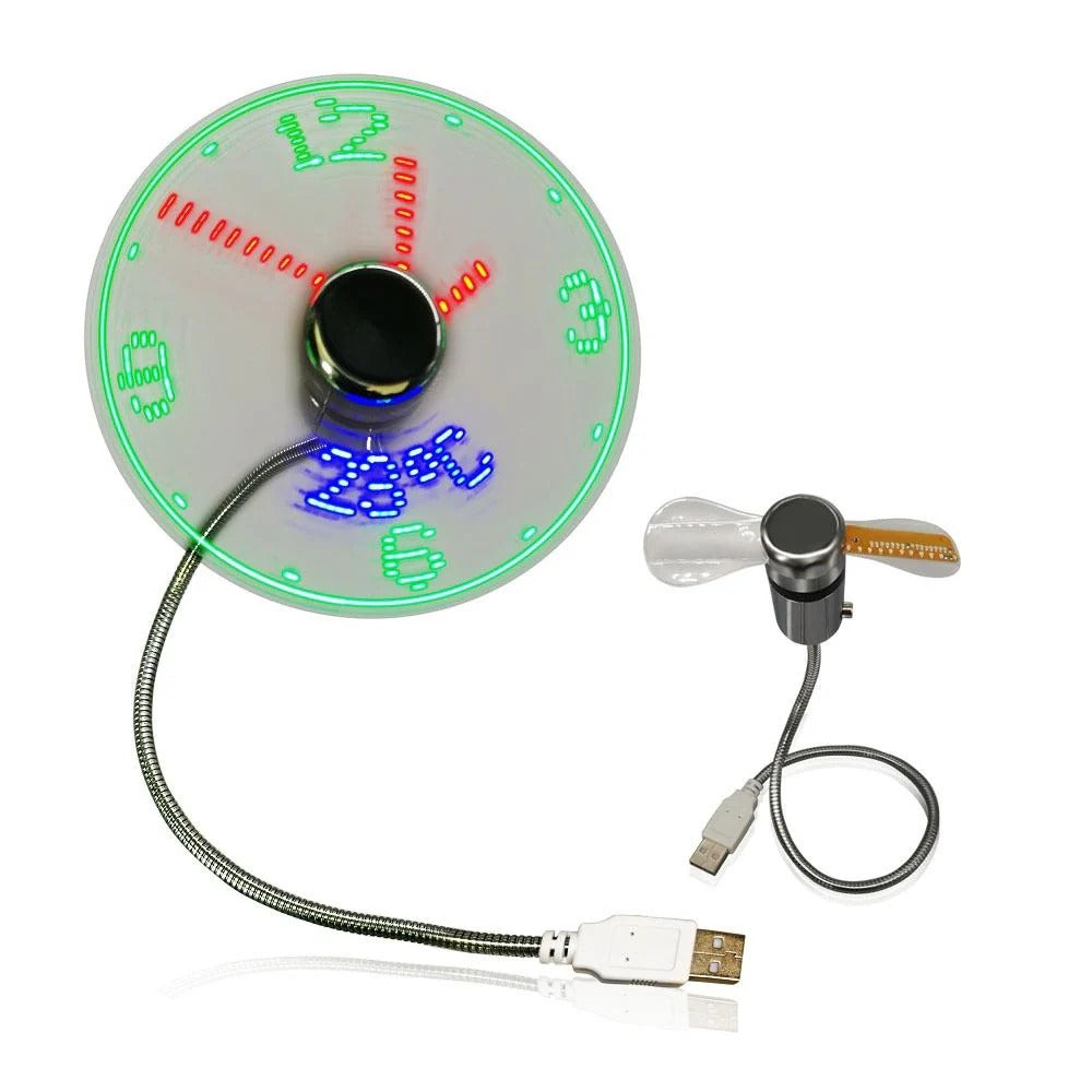 ⏱️ USB LED Clock Fan ⏱️ | Real-Time Time & Temperature Display, Quiet Mini USB Fan for Office Desk, Home, Travel & Promotional Gifts